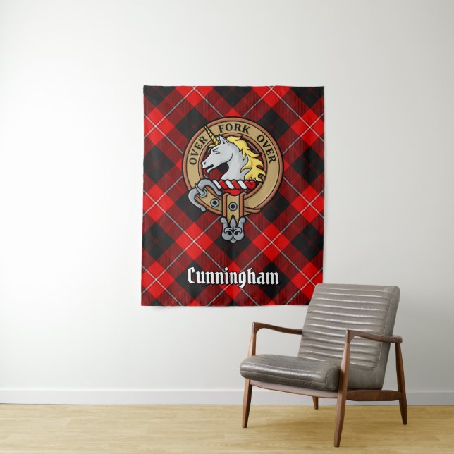 Tapete De Parede Clan Cunningham Crest sobre Tartan (In Situ)