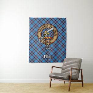 Tapete De Parede Clan Elliot Crest sobre o Antigo Tartan