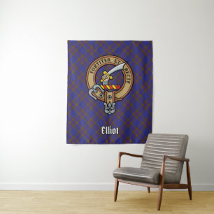 Tapete De Parede Clan Elliot Crest sobre Tartan Moderno
