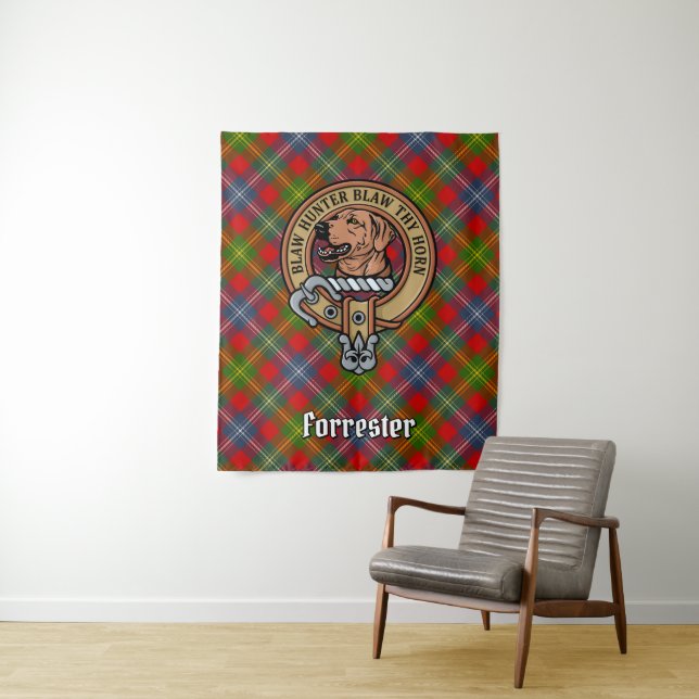 Tapete De Parede Clan Forrester Crest sobre Tartan (In Situ)