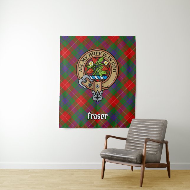 Tapete De Parede Clan Fraser Crest sobre Tartan (In Situ)