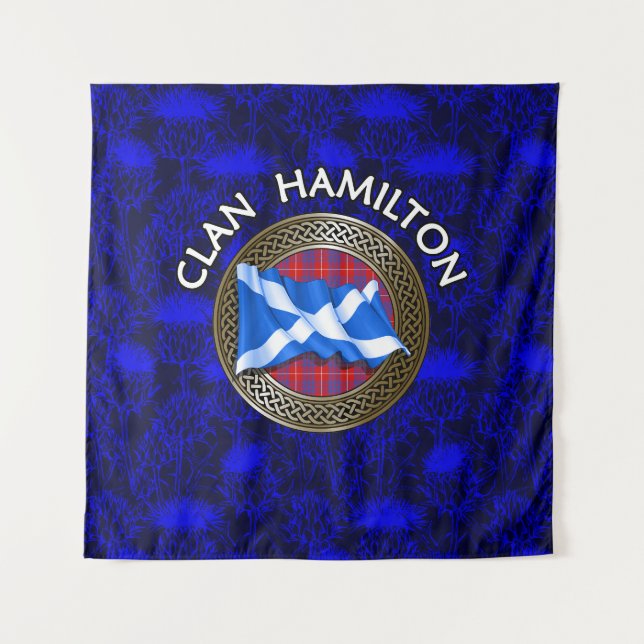 Tapete De Parede Clan Hamilton Tartan Knot & Flag (Frente)