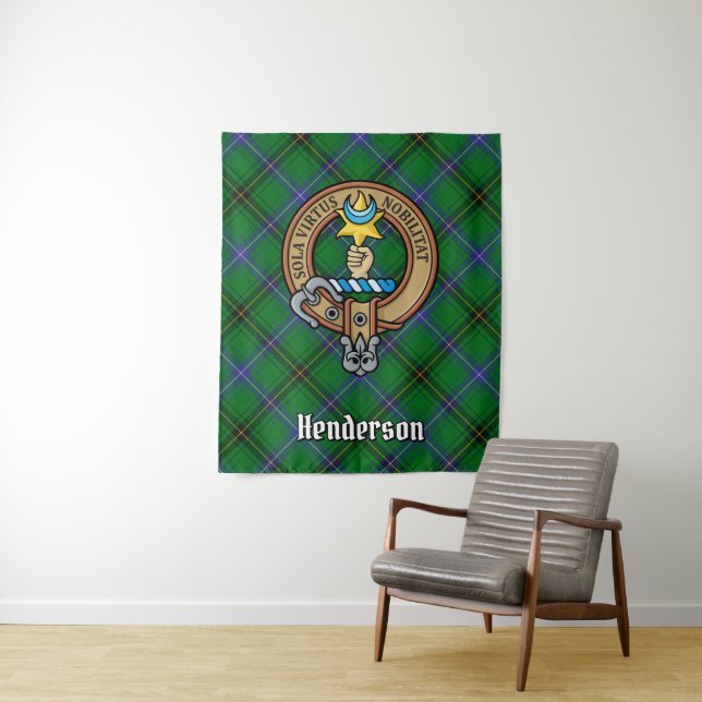 Tapete De Parede Clan Henderson Crest sobre Tartan (In Situ)