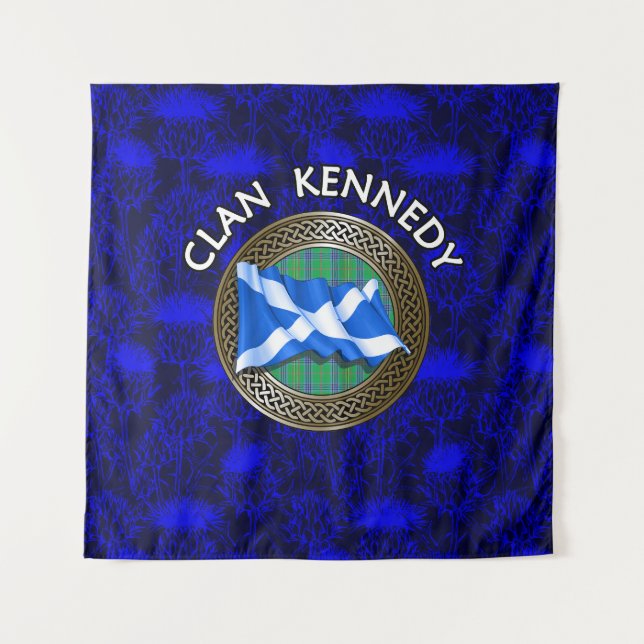 Tapete De Parede Clan Kennedy Tartan Knot & Flag (Frente)