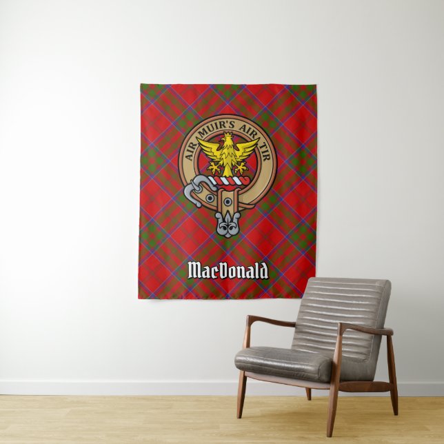 Tapete De Parede Clan MacDonald do Keppoch Crest sobre Tartan (In Situ)