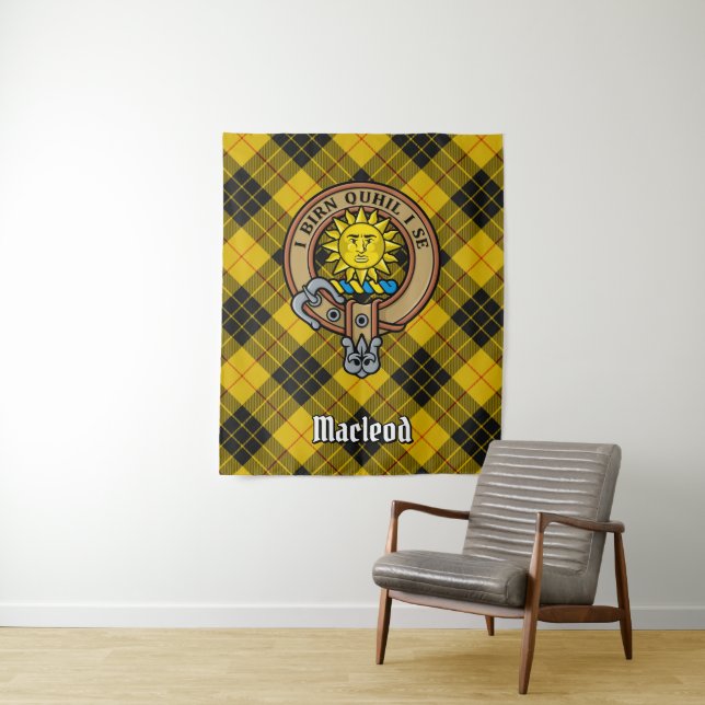 Tapete De Parede Clan MacLeod de Lewis Crest sobre Tartan (In Situ)