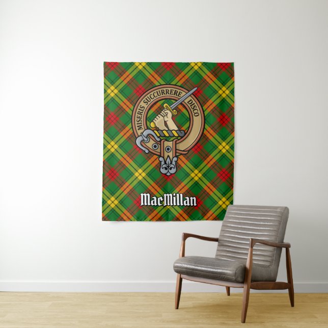 Tapete De Parede Clan MacMillan Crest sobre Tartan (In Situ)