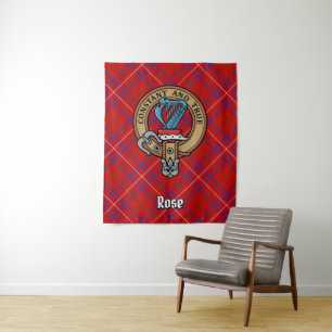 Tapete De Parede Clan Rosa Crest sobre Tartan