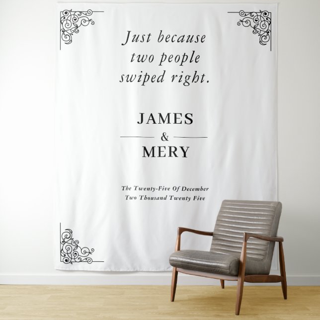 Tapete De Parede Classic Monogram Elegant Border Wedding (In Situ)