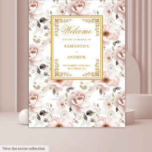 Tapete De Parede Clássico Blush Ivory Dourado Banner