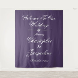 Tapete De Parede Clássico Script Branco Partido de Casamento Roxo E