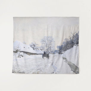 Tapete De Parede Claude Monet - Carrinho na Estrada de Neve em Honf