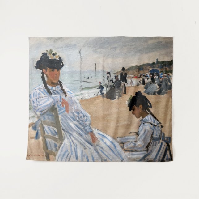 Tapete De Parede Claude Monet - Na praia em Trouville (Frente (Horizontal))