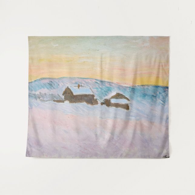 Tapete De Parede Claude Monet - Paisagem Noruega, Casas Azuis (Frente (Horizontal))