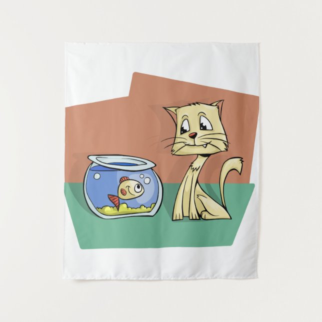 Tapete De Parede Clipe de gato e de tigela (Frente)