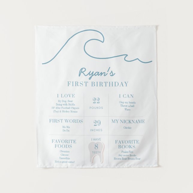 Tapete De Parede Clube de Praia Aniversário de 1 Ano Grande Marco F (Frente)