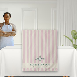 Tapete De Parede Coastal Pink Stripes Bakery Logo Table Runner