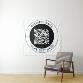 Tapete De Parede Código QR com Nome da Empresa Texto Circular Editá