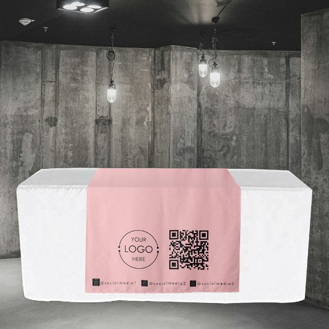 Tapete De Parede Código QR de Negócio do Banner Rosa do Banner do E (Custom Table Runner Banner Pink Business QR Code Tapestry)