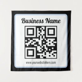 Tapete De Parede Código QR e texto editáveis com borda azul clara