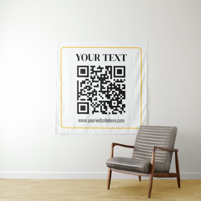Tapete De Parede Código QR e texto editáveis com borda de ouro amar (In Situ)