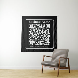 Tapete De Parede Código QR editável Estilo Moderno Retroativo Preto