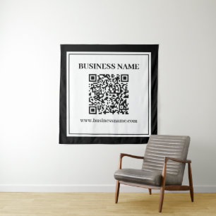 Tapete De Parede Código QR empresarial Preto e Branco