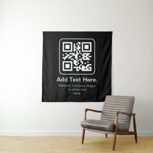 Tapete De Parede Código QR Modern Escaneável   Preto Branco e Cinza