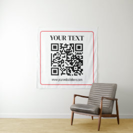 Tapete De Parede Código QR simples preto e branco com borda vermelh