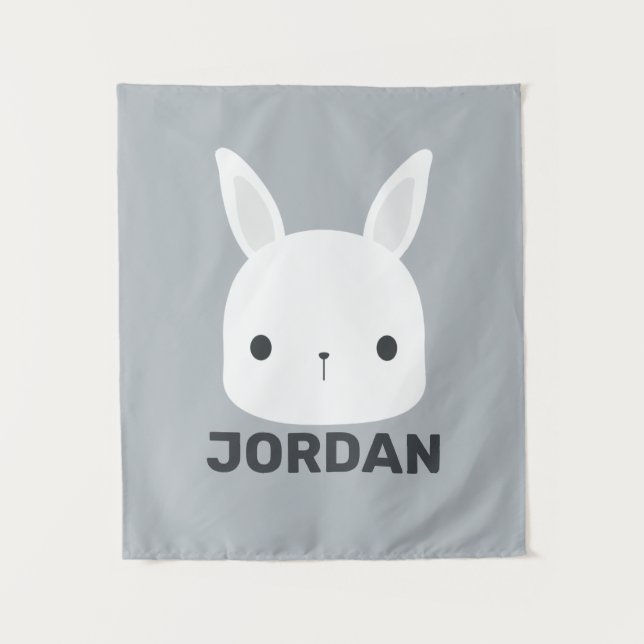 Tapete De Parede Coelho Bonito com Nome Personalizado (Frente)