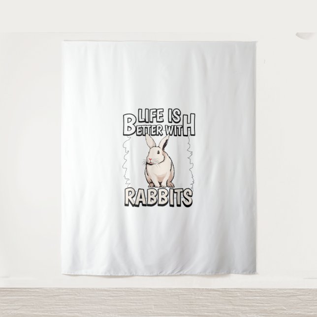 Tapete De Parede Coelho Cita Que A Vida É Melhor Com Coelhos (Frente)