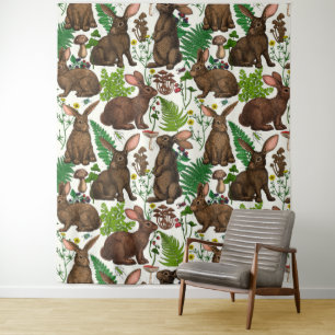Tapete De Parede Coelhos e flora florestal 4