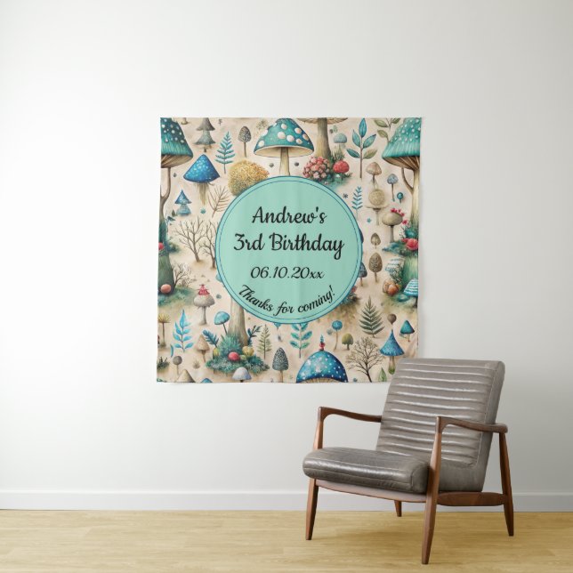 Tapete De Parede Cogumelos Fairyland Festa de aniversário Fundo (In Situ)