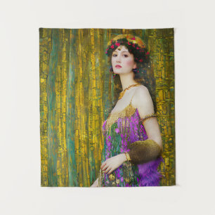 Tapete De Parede Colagem Colorida de Estilo Klimt Retrato de uma Mu