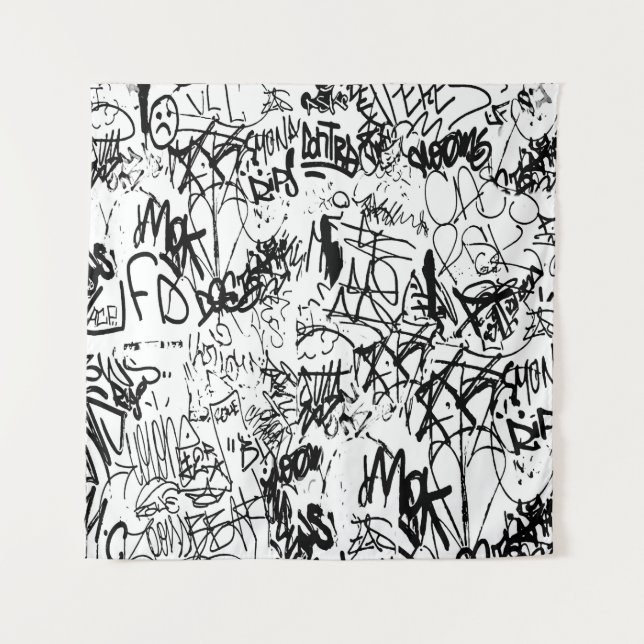 Tapete De Parede Colagem de Abstrato preto e branco (Frente)