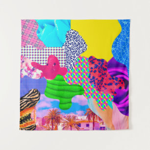 Tapete De Parede Colagem de arte contemporânea. Misturar texturizaç