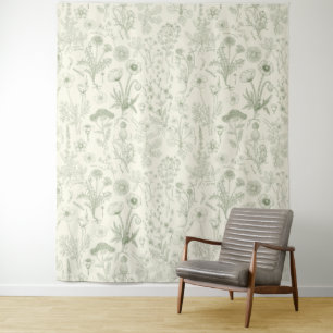 Tapete De Parede Colagem de flores silvestres/creme e sage