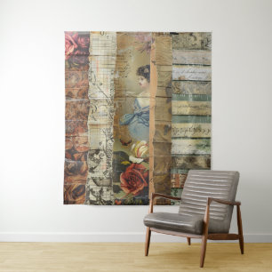 Tapete De Parede Colagem de Folhas de Jornais Rustic Vintage (10)