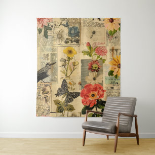 Tapete De Parede Colagem de Folhas de Jornais Rustic Vintage (3)