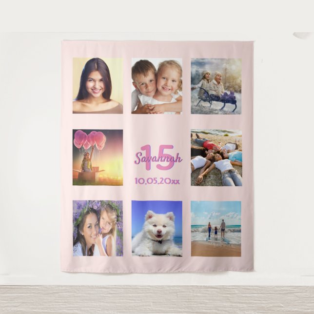 Tapete De Parede Colagem de fotografias de ouro com rosa de Quincea (Frente)