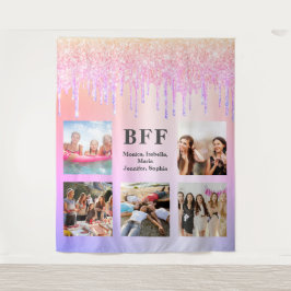 Tapete De Parede Colagem de fotos amigas íntimas rosa roxo
