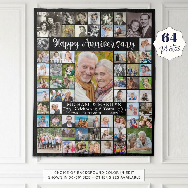 Tapete De Parede Colagem de Fotos de Aniversário 64 Sua Cor (Criador carregado)