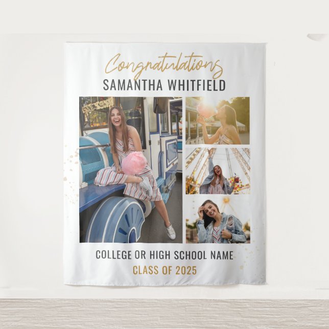 Tapete De Parede Colagem de Fotos de Formatura Fundo Moderno de For (Frente)