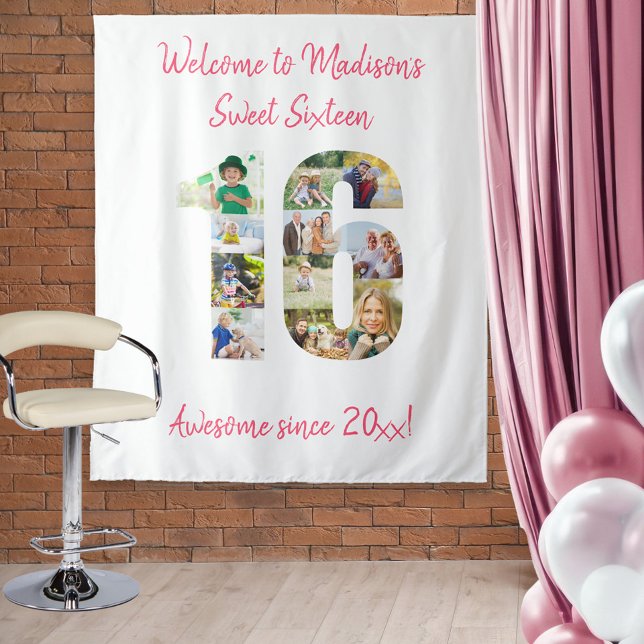 Tapete De Parede Colagem de Fotos do Aniversário de 16 Anos com Fun (Criador carregado)