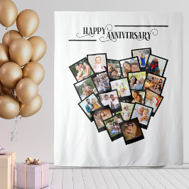 Tapete De Parede Colagem de Fotos em Coração Fundo de Feliz Anivers