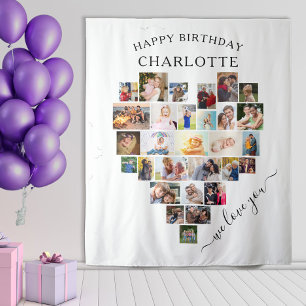 Tapete De Parede Colagem de Fotos em Coração Personalizada Feliz An