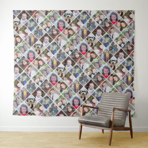 Tapete De Parede Colagem de Fotos em Grid 12 Quadrados com Texto -