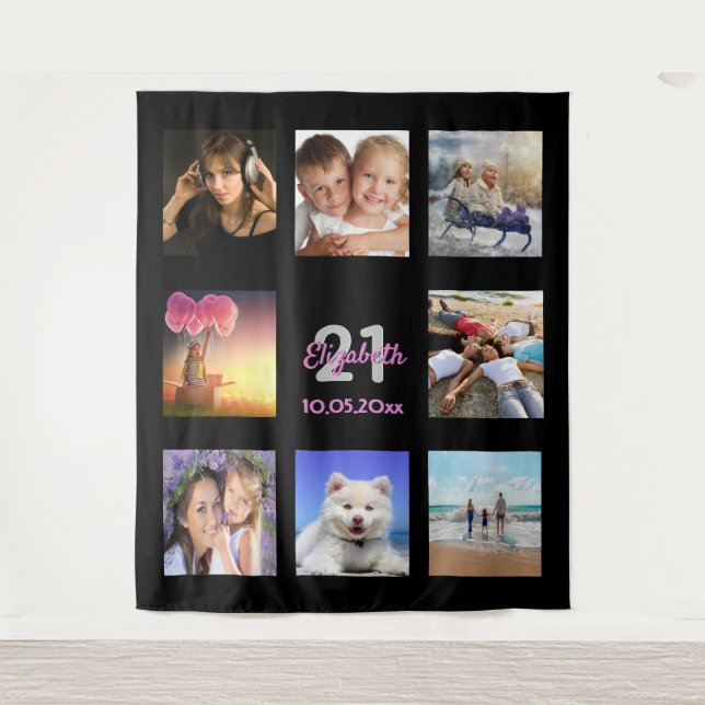 Tapete De Parede Colagem de fotos personalizada da festa de anivers (Frente)