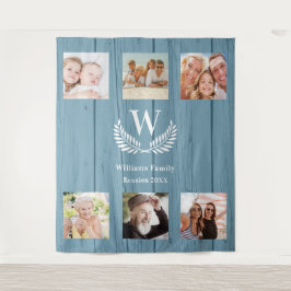 Tapete De Parede Colagem de fotos personalizadas com monograma azul