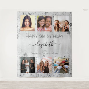 Tapete De Parede Colagem de fotos prateadas de aniversário melhores